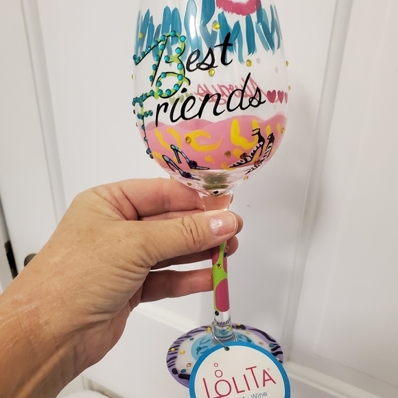 NIB Lolita Love My Wine "Best Friends Always" Wine Glass, Birthday, All Occasion - Picture 6 of 13